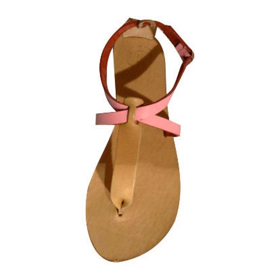 Pink greek leather sandals,Ankle sandals! Brides or Bridesmaid sandals ...