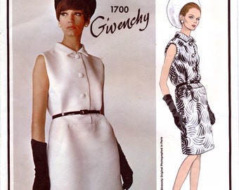 Vogue Paris Original 1700 by Givenchy Vintage 60s Misses' Dress Sewing Pattern - Uncut - Size 16 - Bust 36