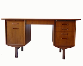 Mid-Century Danish Modern Double Pedestal Desk