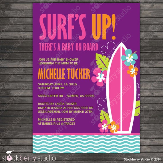 Surfer Baby Shower Invitations 8