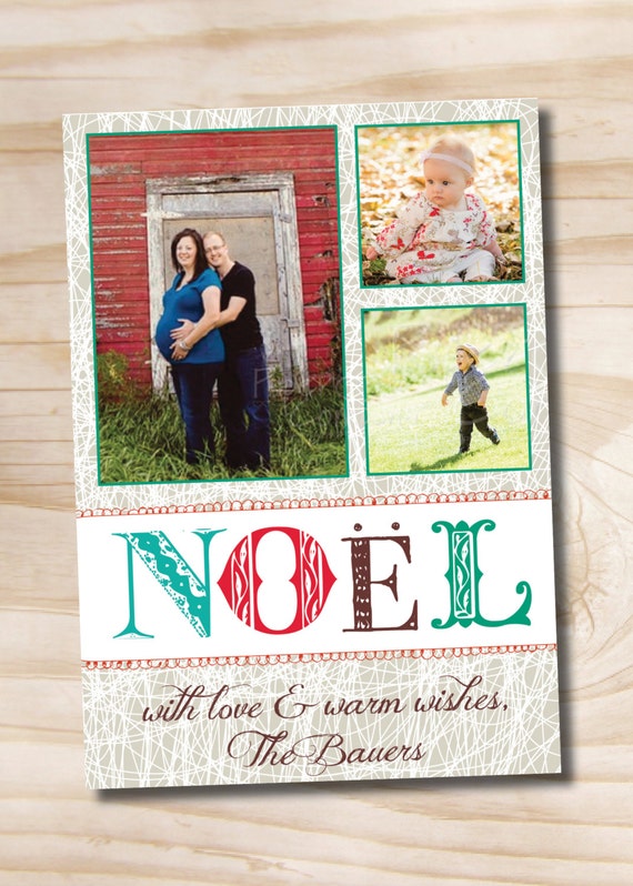 NOEL Christmas Photo Card - Printable Holiday Card Il_570xn