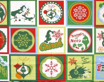 Dr. Seuss How The Grinch Stole Christmas Snowflake Cotton Fabric By The Panel