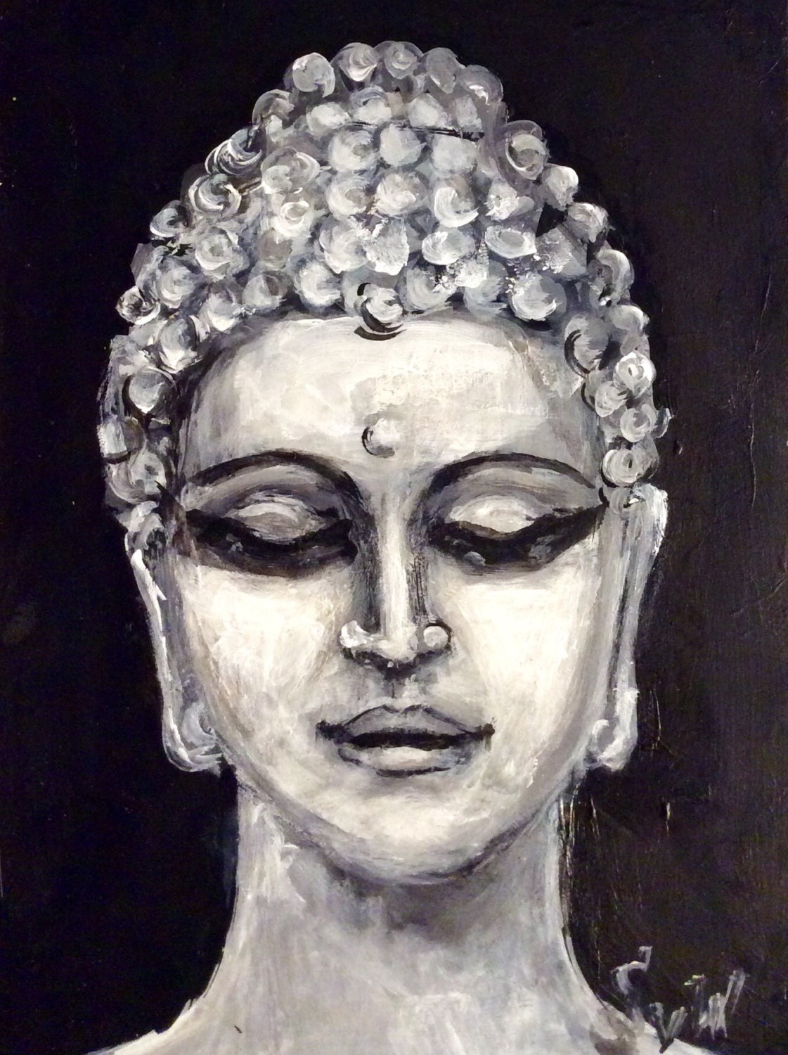 Buddha painting original art 7 x 5