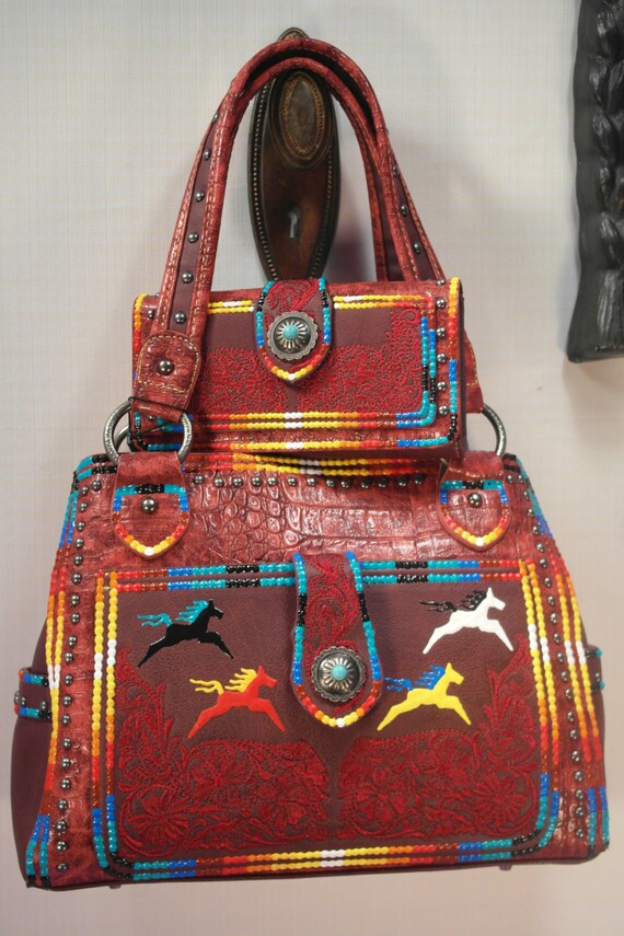 Hand Painted Purse & wallet set By Rez Hoofz One by REZHOOFZ