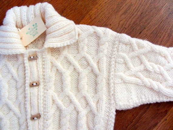 Irish Aran sweater Hand Knit Sweater Irish knit Jacket