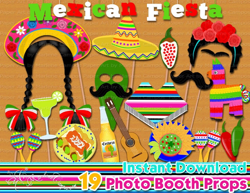 Mexican Fiesta Photo Booth Props Mexican Fiesta Birthday