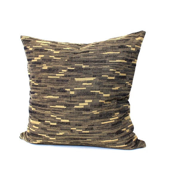 Black Pillow Cover Black Beige Stripe Upholstery Fabric