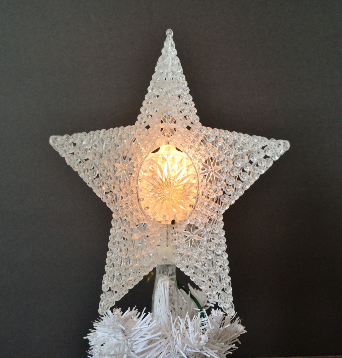 vintage light up christmas tree topper white crystal filigree vintage light up christmas tree topper white crystal filigree