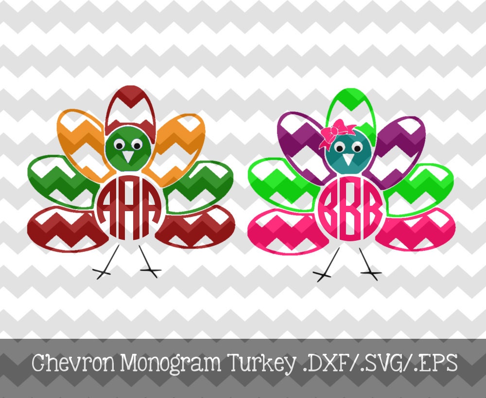 Download Chevron Turkey Monogram Frames Boy/Girl .DXF/.SVG/.EPS by ...