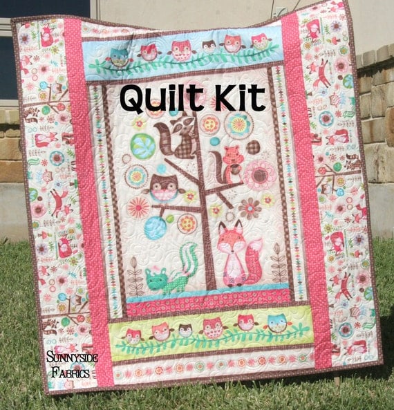 blanket quilting kits baby Blanket Project Baby Girl Craft Sewing Kit Woodland Quilt