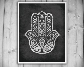 Black Hamsa Hand Poster - Hamsa Art Print - Home Decor - Hamsa Hand ...