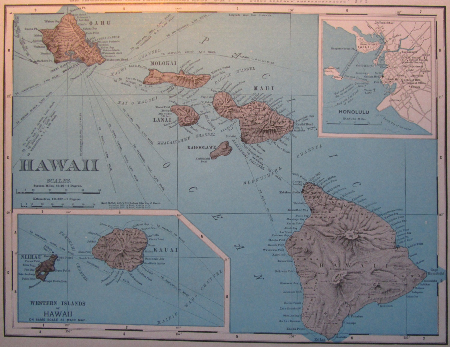 1898 1902 HAWAII Map. TOPOGRAPHICAL by OriginalAntiqueMaps