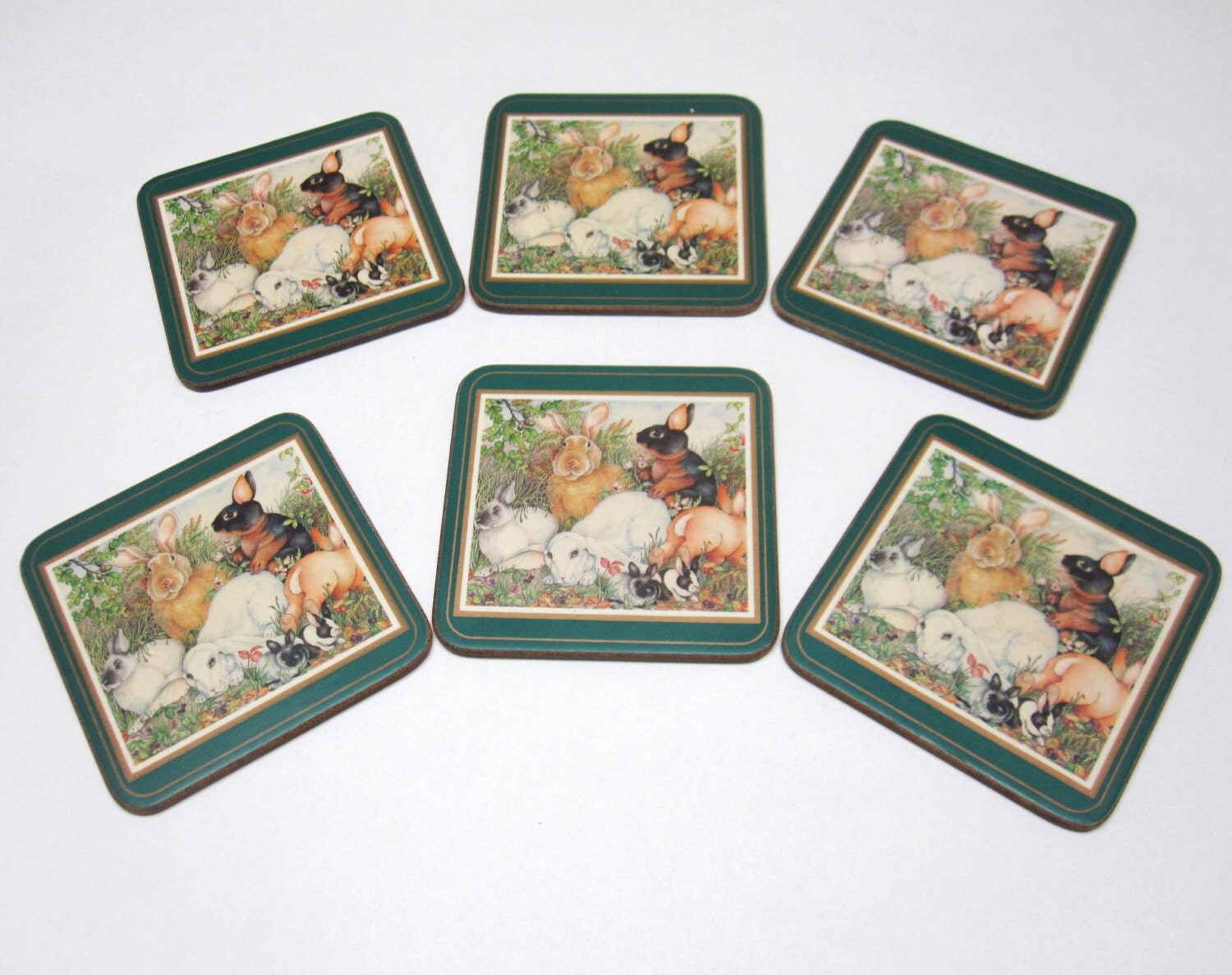 Coasters Pimpernel Rabbit Bunnies of 6 England Haute Juice