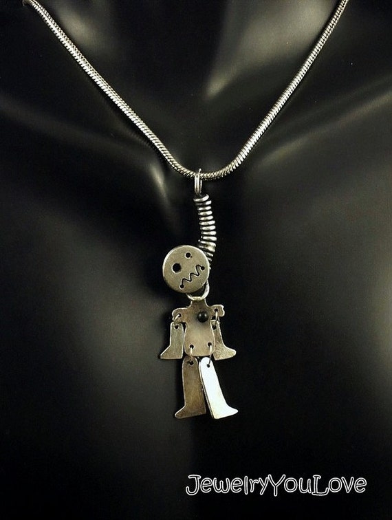Sterling Silver Hanging Voodoo Doll Necklace by JYLbyPeekaliu