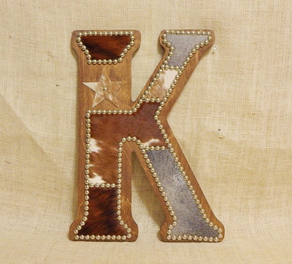 Cowhide Wall Letter K Western Home Decor Wall by LizzyandMe