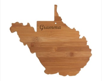 Personalized West Virginia Cutting Board - West Virginia Shaped Bamboo ...