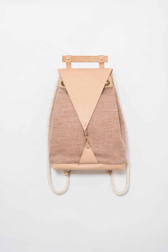 Minimal Nude Backpack Vegetable Tanned Leather Bag By Veinage