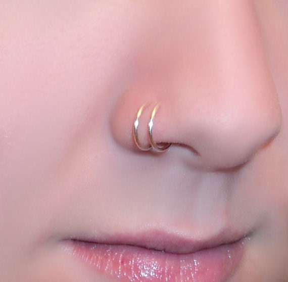 18 gauge double nose ring