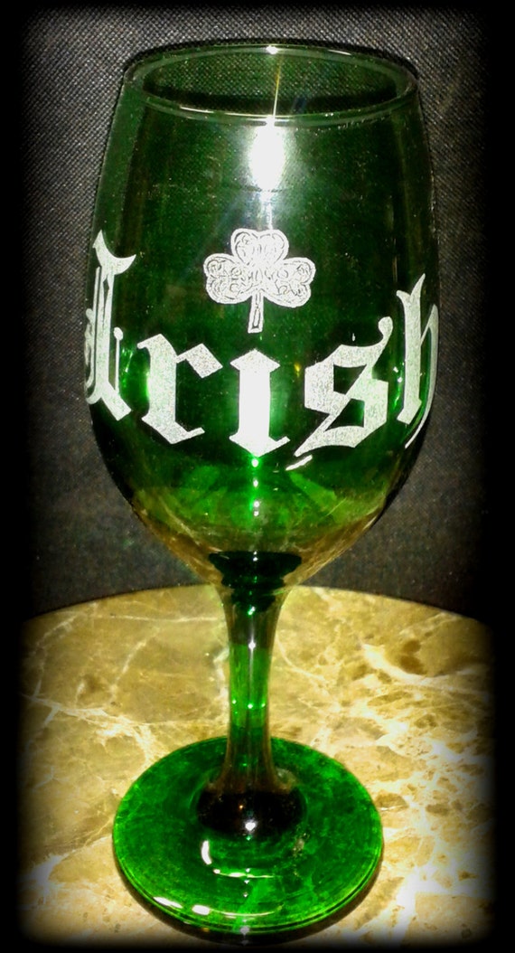 Irish Wine Glass 13oz Green by LyonCraft on Etsy