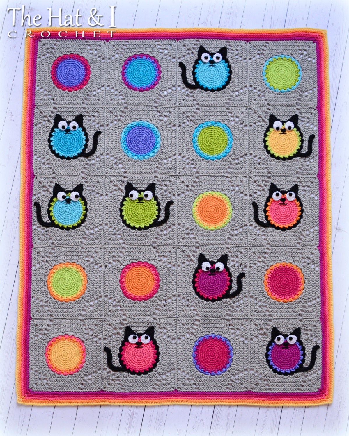 CROCHET PATTERN Cat Lover Blanket a colorful cat afghan