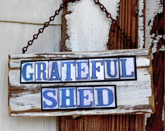 Grateful Dead, New Orleans art, Deadhead gift, Grateful Dead theme sign, New Orleans street tile sign, Grateful Shed, salvage wood, music