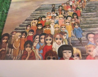Walter Keane TOMORROW FOREVER Big Eyed KIDS Greeting Card kitschy cute multicultural Margaret Keane Mid Century Art sad eye