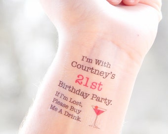 21st Birthday Party Temporary Tattoos - 21st Birthday Party Favors