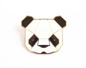 Panda Brooch - Black and White Geometric Metal Pin
