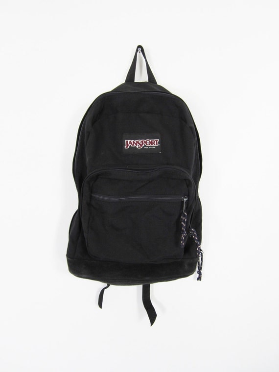 Jansport Leather Bottom Backpack Black 90s Made in USA