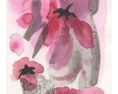 Pink Grey Watercolor Print. Abstract floral watercolor poster. Abstract flower poster. Pink flower watercolor painting art for living room