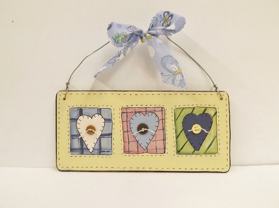 Three Hearts Sign, Wood Heart Sign, Sweetheart Sign, Love Hearts, Spring Easter Sign, Cottage Cabin Sign