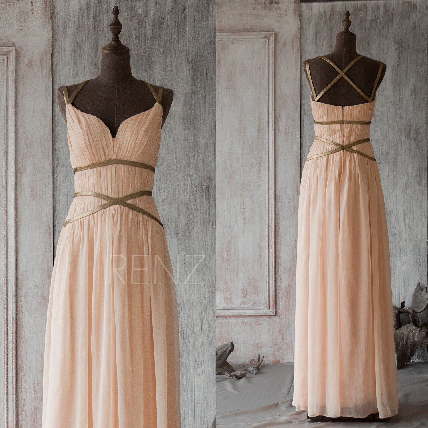 peach dinner gowns