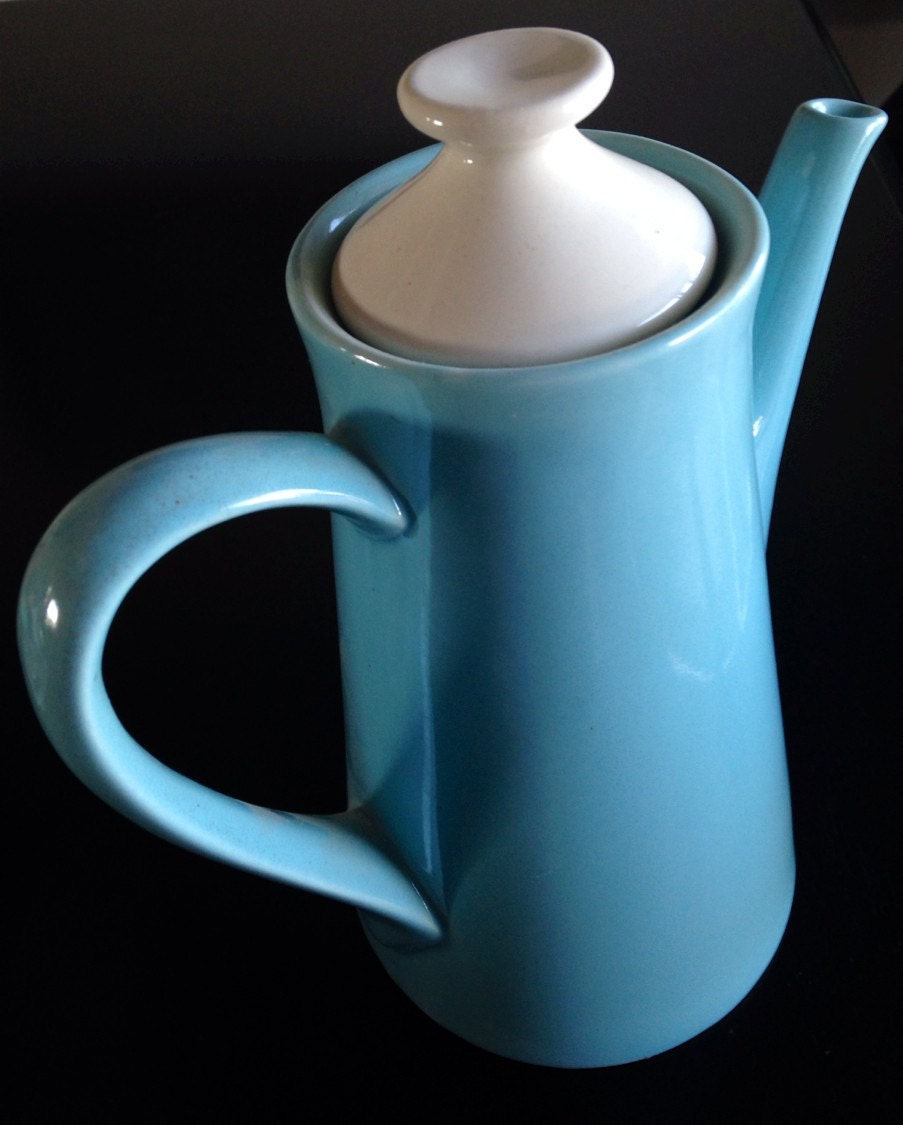 blue ceramic teapot