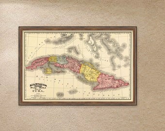 Antique map - Historic map - Vintage map of C u b a print