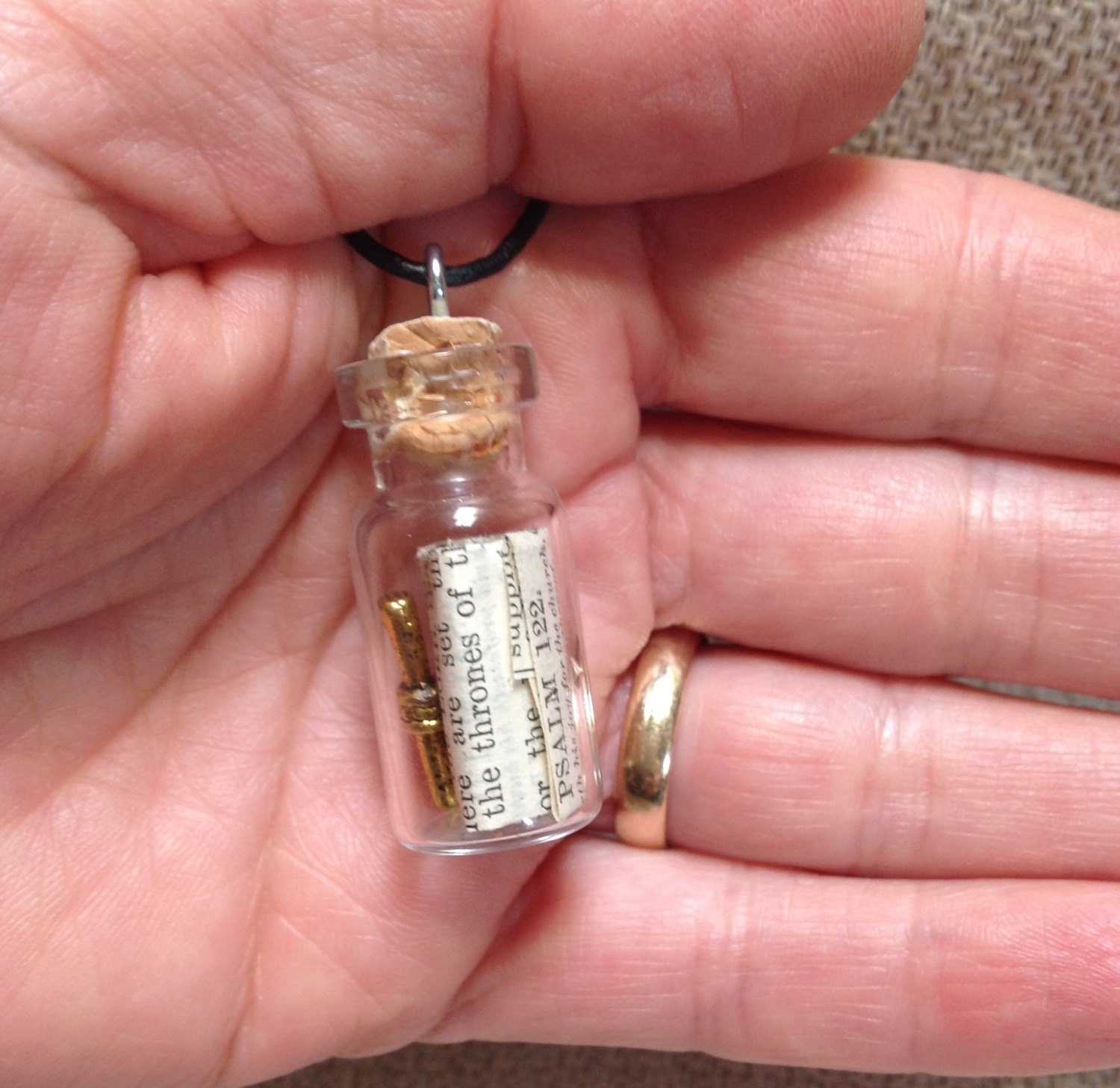 Psalm 122 Bible verse passage Scripture in a bottle vial
