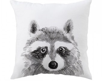 Raccoon Pillow 18x18 inch - Decorative Cushion Cover Accessories - Throw Pillow Cover - Whimsical, Cushion, Nursery
