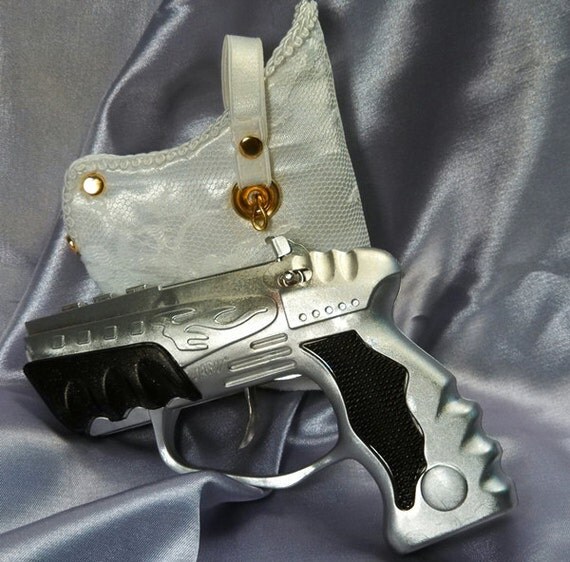 Wedding or Costume Steampunk Black Garter Holster with Gun.