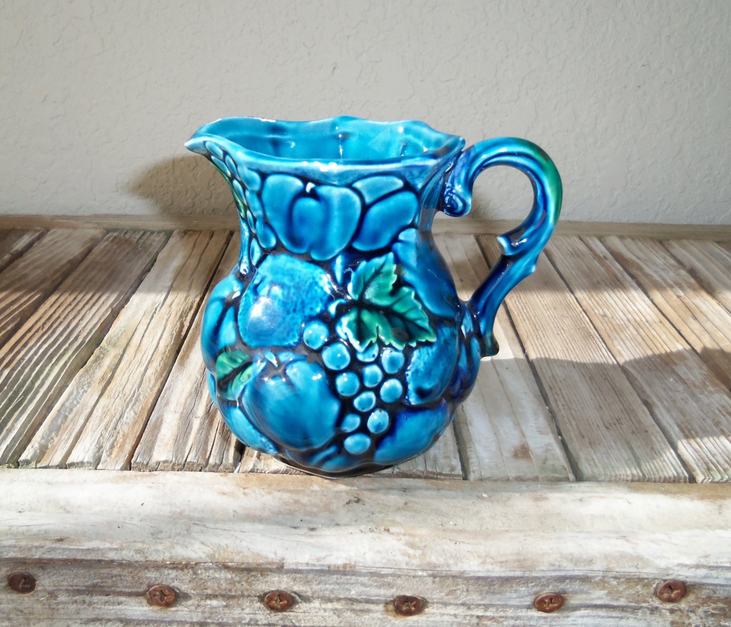 Vintage Vivid Blue Inarco Pitcher Vase Haute Juice
