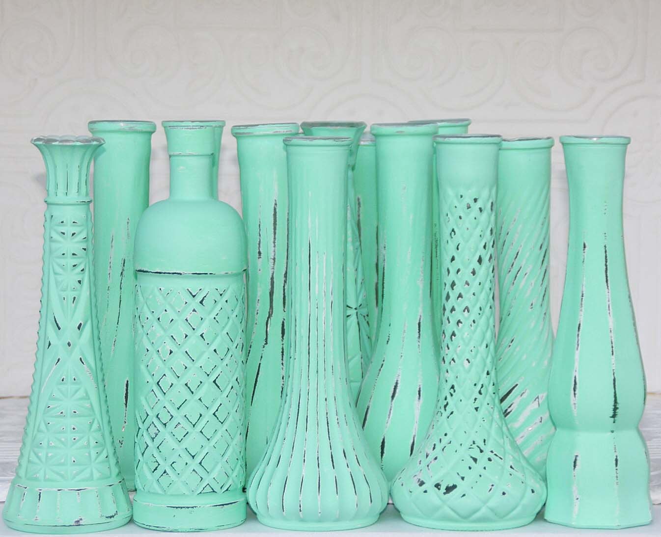 Mint Green Vase Shabby Chic Vintage Bud Vase by RedEggBoutique