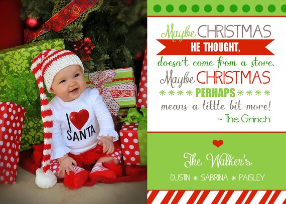 The Grinch Quote Christmas Card Printable 5x7 Digital Photo