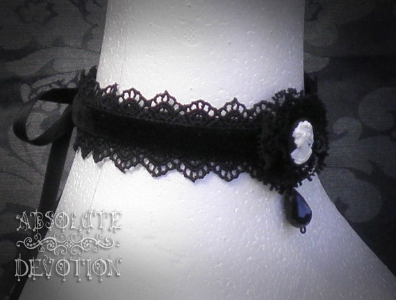 Victoria - One Of a Kind Luxury Cameo Collar with Large Bow - Ready To Ship - Absolute Devotion by AbsoluteDevotion steampunk buy now online