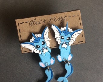 Vaporeon Clinging Earrings Pokemon Fake Gauges