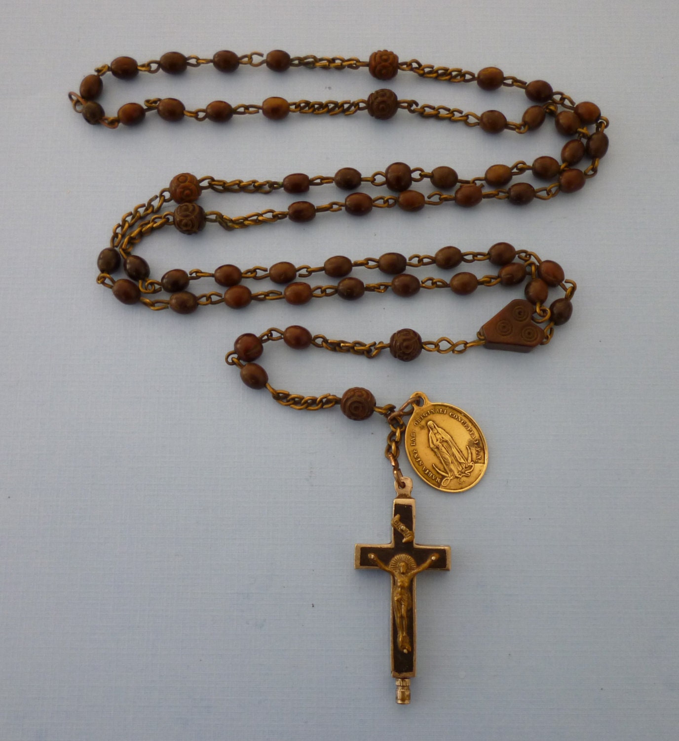 Antique Wooden Rosary from Late 1800's with Relic by Beads4thesoul