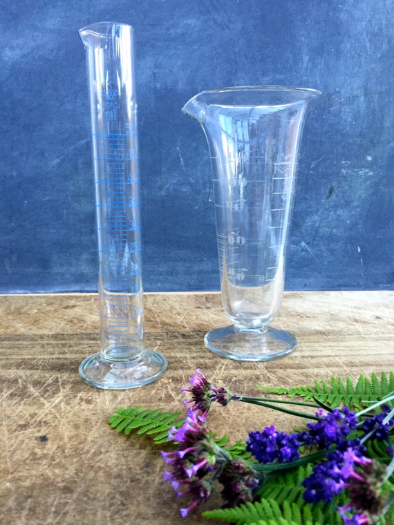 Vintage Set of 2 Vintage Laboratory / Glass by vintagewall on Etsy