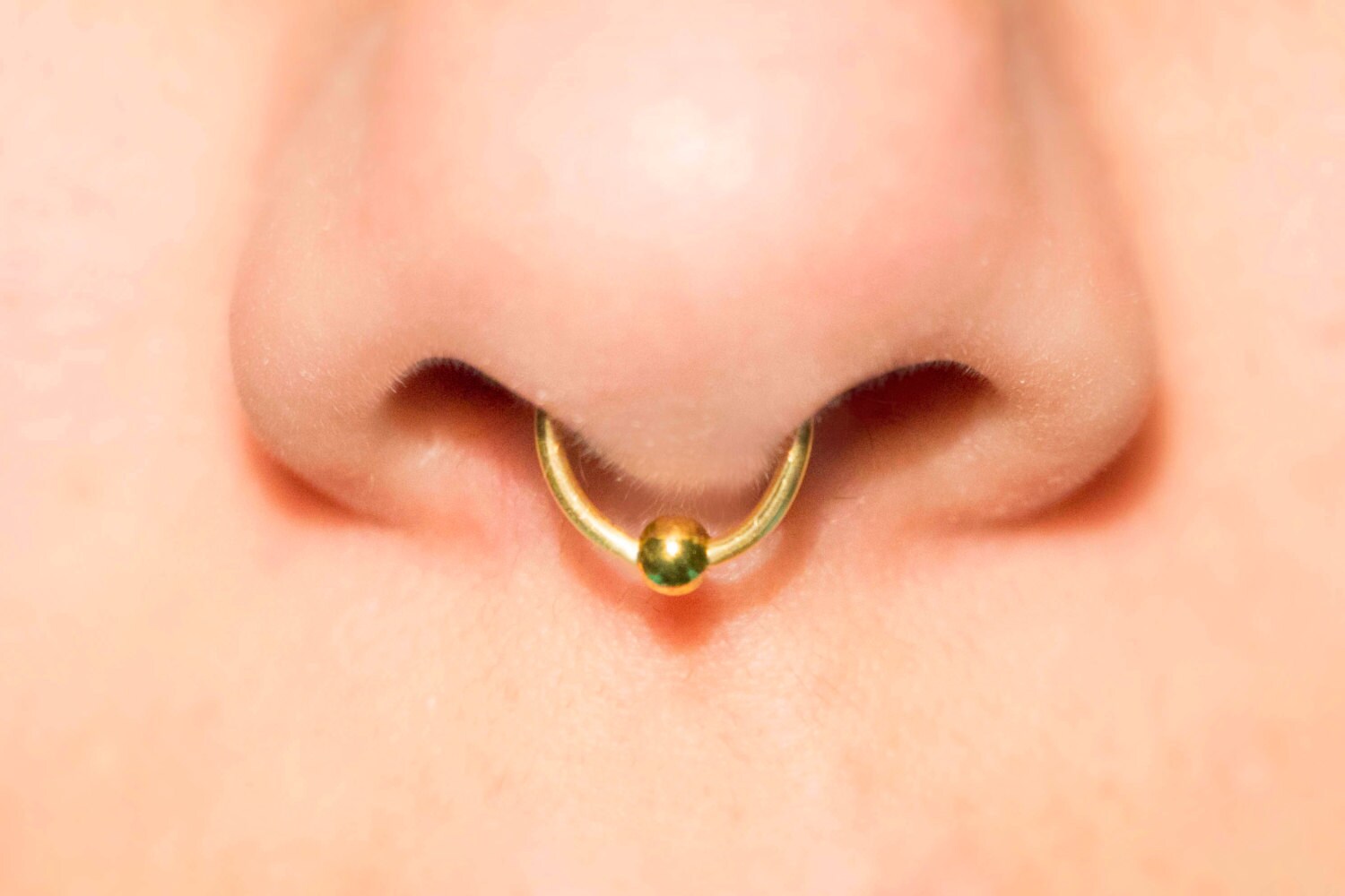 Fake Septum Ring gold with 1 ball 18 gauge septum cuff NO