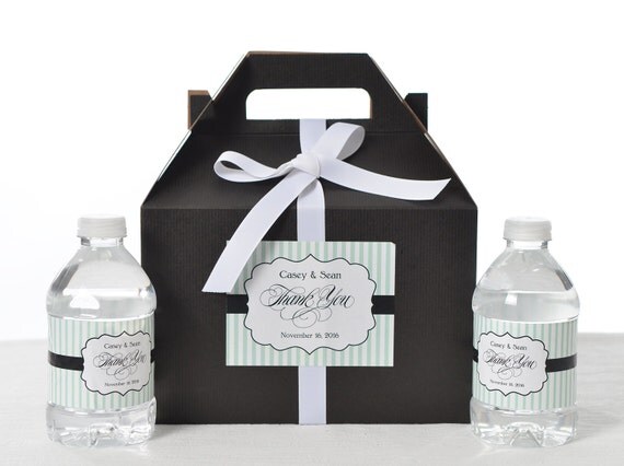 25 Wedding Favor Box / Welcome Box Labels Gable Wedding Box Set with 50 Water Bottle Labels Il_570xn