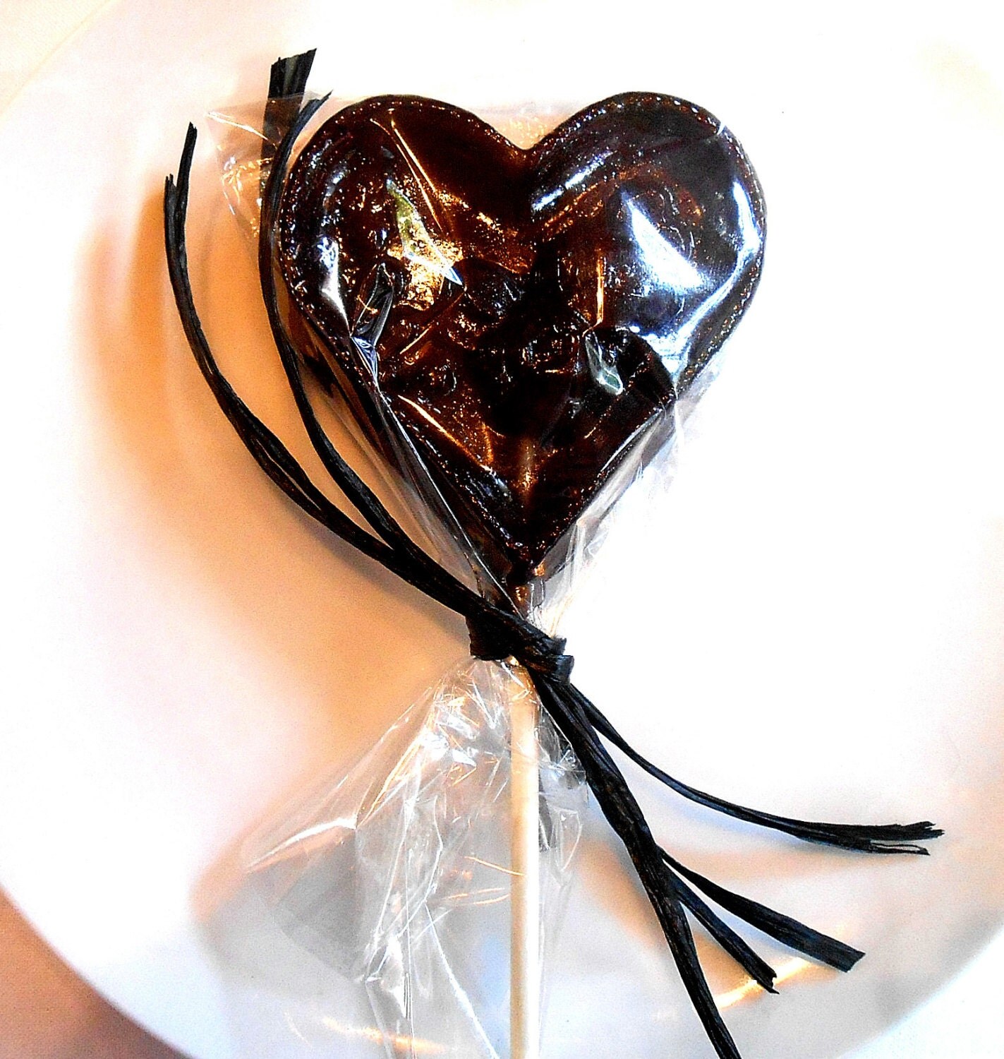 Black Licorice Lollipops Rock Sugar Candy Heart Round