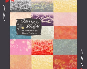 Christmas Lights Holiday Bokeh Effects Textures Overlays set of 15 for LayeringCreatives in Photoshop Elements Commercial Hi Res 300 dpi
