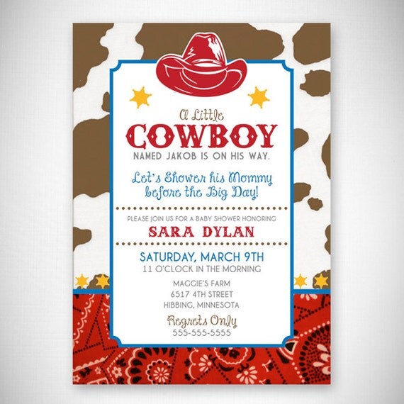 Items similar to A Little Cowboy Baby Shower Invitation DIY Digital