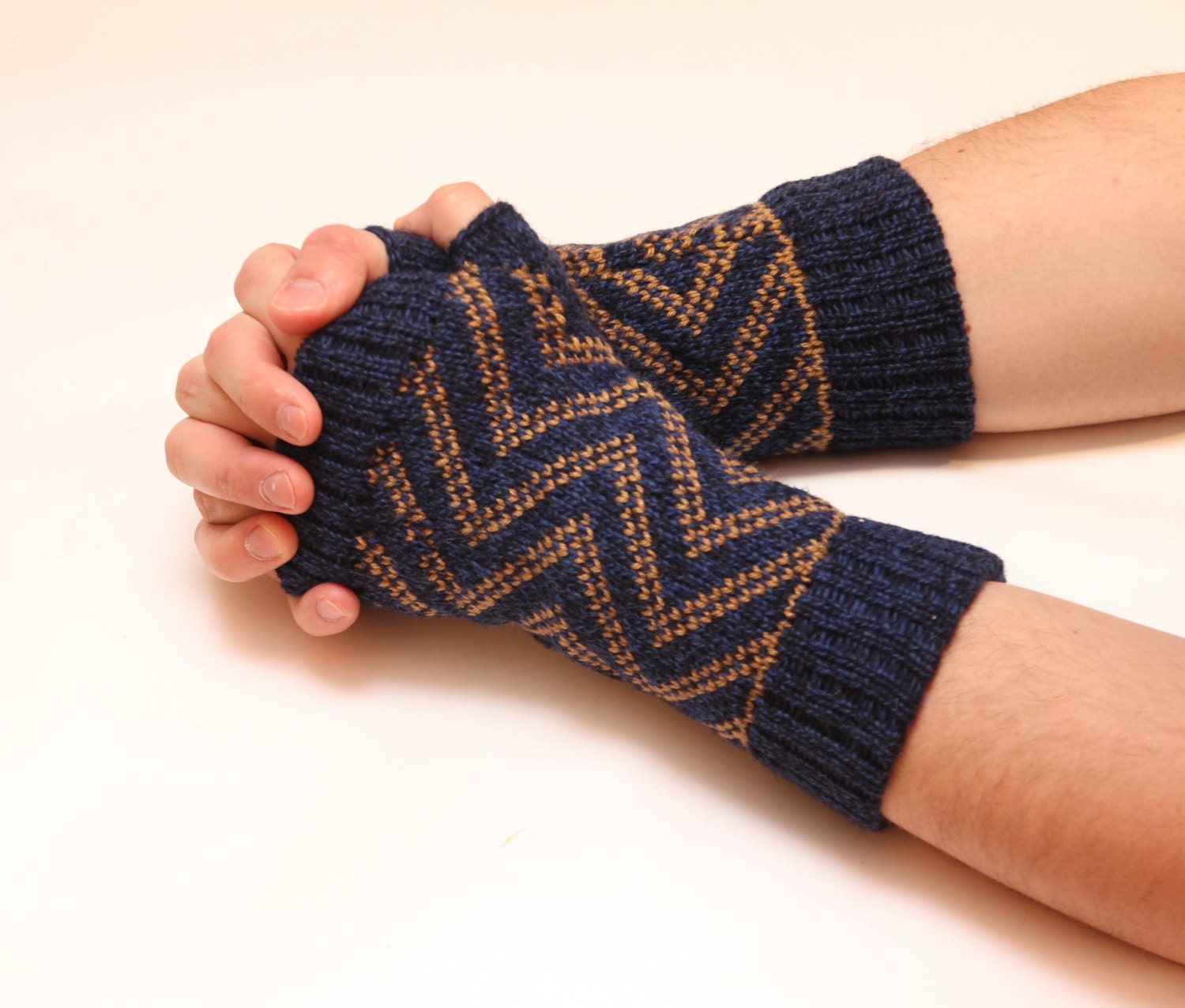 Mens Fingerless Gloves Gift For Him Wrist Warmers by warmpresents